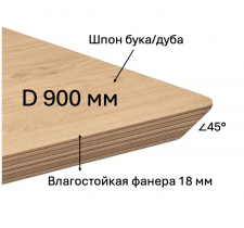 Столешница для кафе и ресторанов из влагостойкой фанеры со скошенной на 45 грудусов кромкой и покрытием шпона дуба или бука